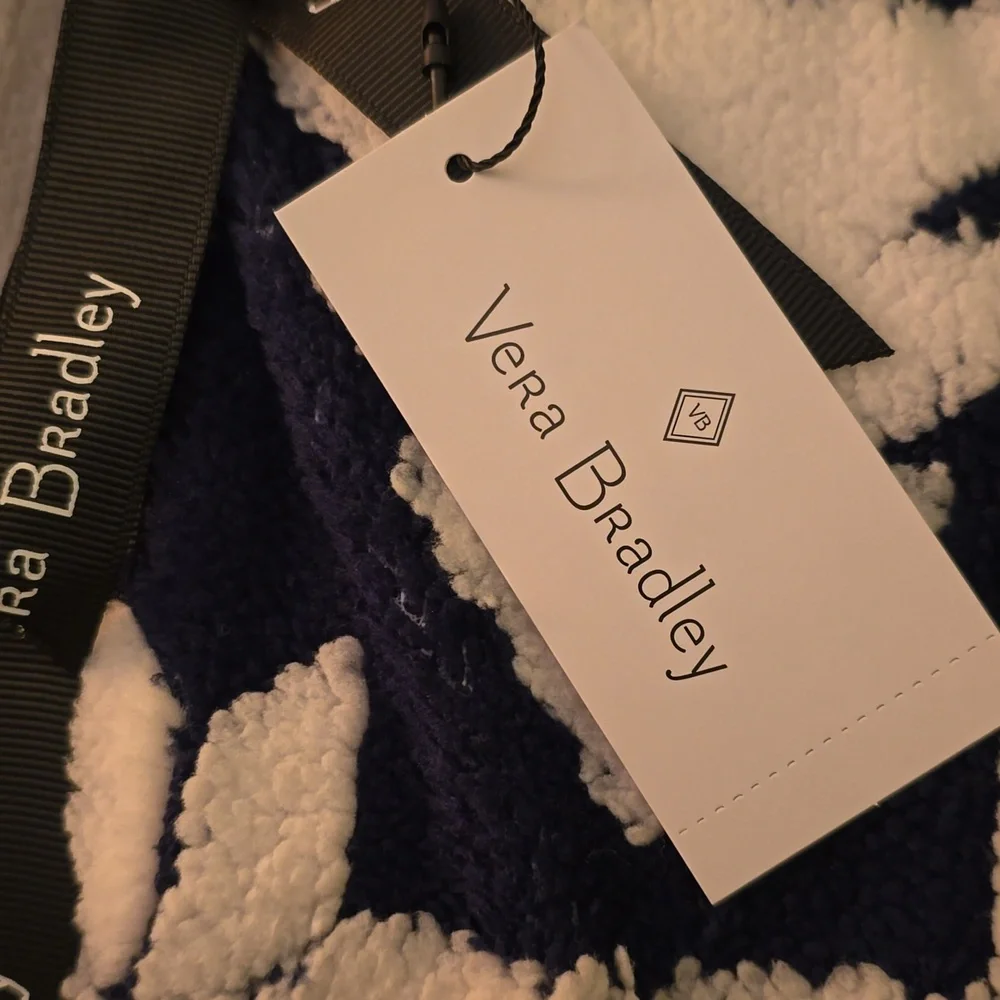Vera Bradley Cozy Life Jacquard Throw Blanket in Fleece Navy/White Nordic Forest